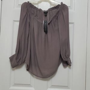 Light brown off the shoulder top